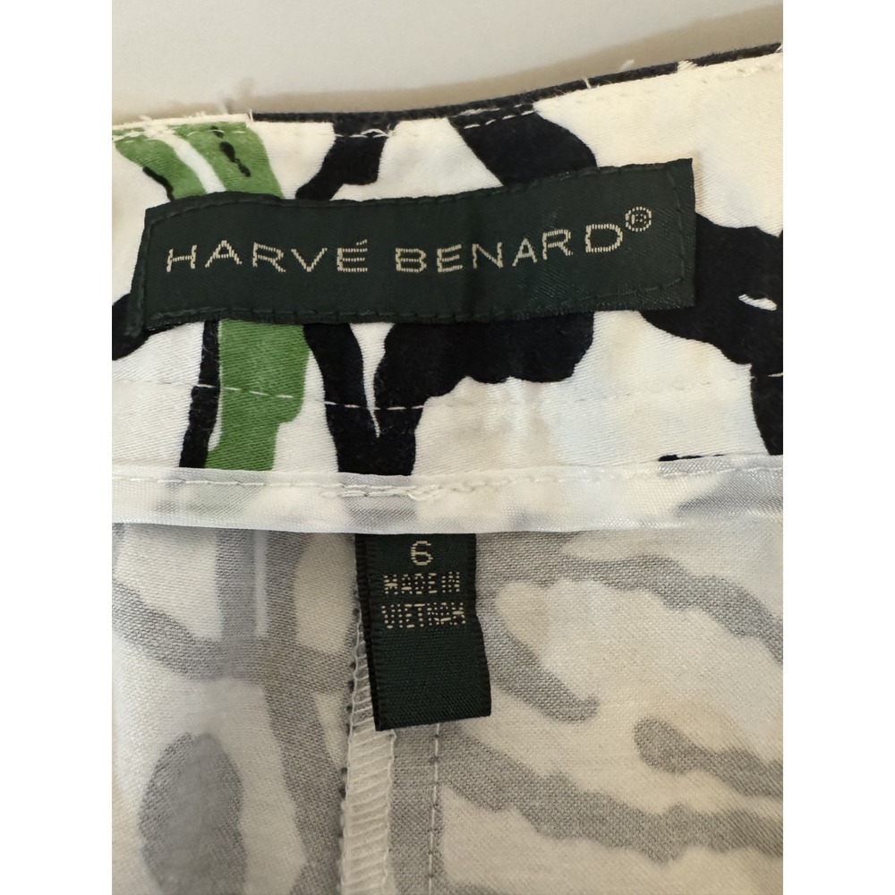 Harvé Benard Women's Abstract Print Bermuda Shorts Black White Green 6 - Picture 3 of 4